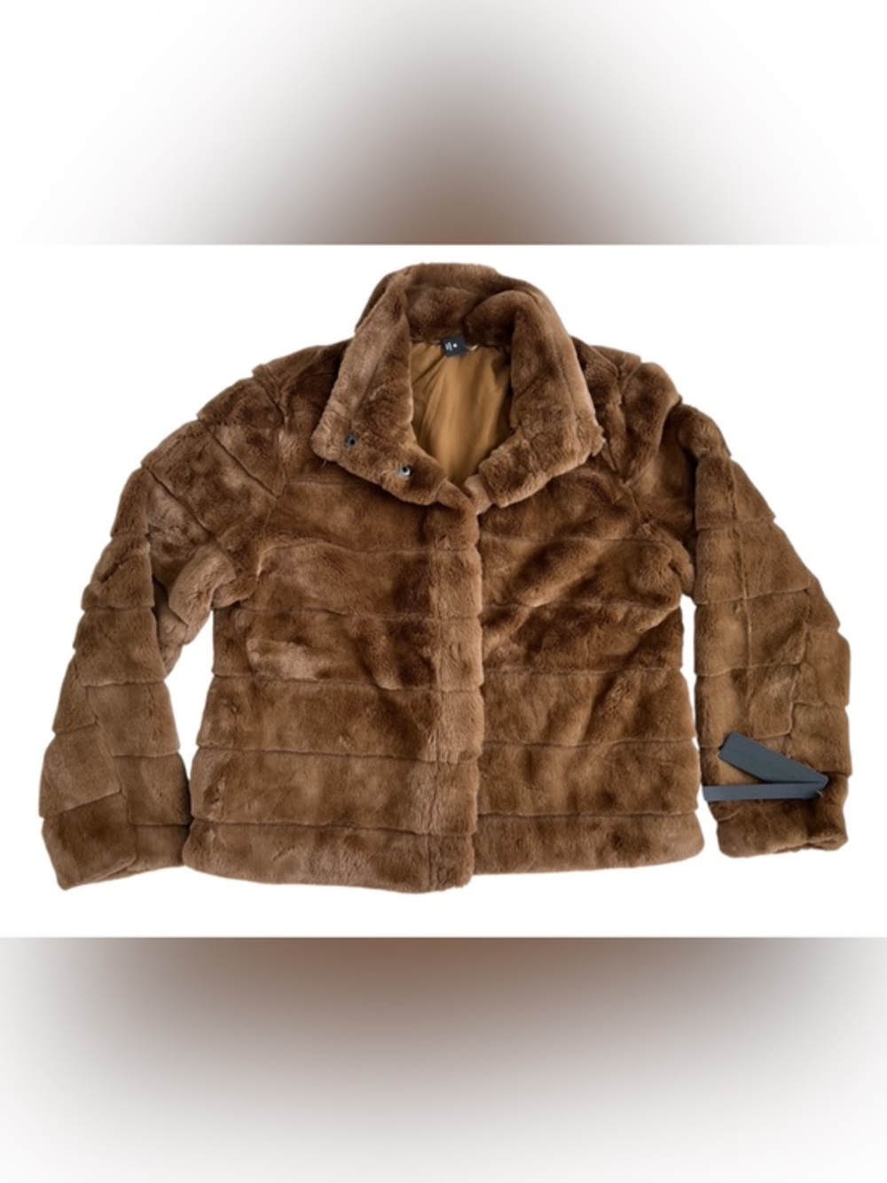 NWT Sebby Collection Plush Brown Teddy Jacket with Plush Collar